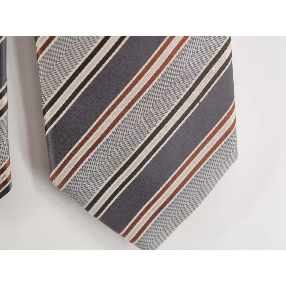 ERMENEGILDO ZEGNA Tie Mens Gray Repp Striped Classic 3.5